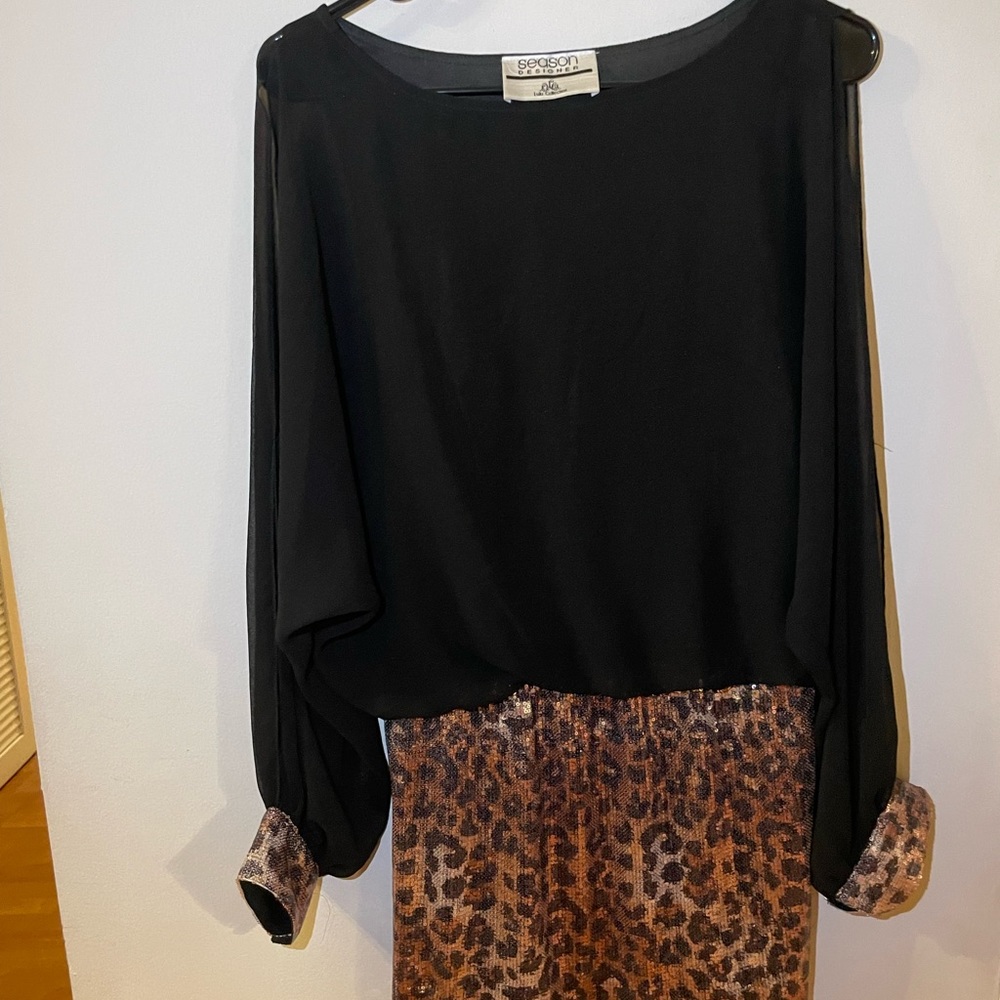 Black going out dress with leopard print